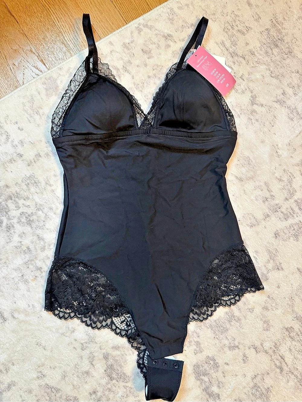 H&M Padded-Cup Lace Bodysuit Black